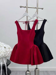 Cute Ball Gown Square Neck Satin Red Short Mini Formal 8th Grade Homecoming Dresses Middle School Cocktail Dress Hoco Outfits DH2629