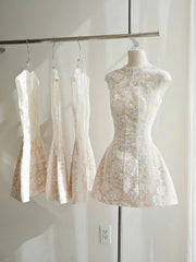 Simple A line Scoop Lace Short White Mini Formal 8th Grade Homecoming Dresses Middle School Cocktail Dress Hoco Outfits DH2634
