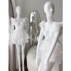 Cute A Line V Neck Chiffon Pink Short Mini Formal 8th Grade Homecoming Dresses Middle School Cocktail Dress Hoco Outfits DH2640