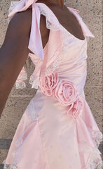 Cute A line Spaghetti Straps Light Pink Lace Satin Formal Homecoming Dresses 8th Grad Dance Graduation Dress Short Hoco Dresses DH2688