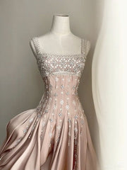 Sparkly A Line Square Neck Silver Beads Sequin Short Formal Homecoming Dresses Party Graduation Dress Hoco Dresses DH2735