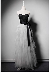 Fashion Black/Gray Long Ball Gown Tiered Tulle Evening Gown Modest Formal Dress Cute 18th Birthday Outfit DH2748
