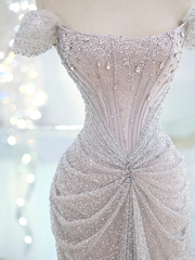 Elegant Mermaid Off The Shoulder Sequin Prom Dresses Party Dress Summer 20th Birthday Outfits 18th Birthday Dresses DH883