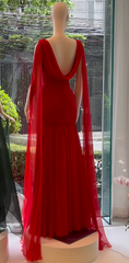 Elegant Mermaid Scoop Neck Pink Chiffon Long Prom Dresses Party Dress Summer 20th Birthday Outfits 18th Birthday Dresses DH904