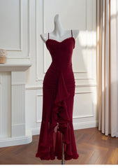 Elegant High Low Spaghetti Straps Sleeveless Long Evening Party Gowns Evening Formal Dresses Prom Dress DH90