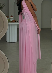 Elegant A Line Sweetheart Pink Chiffon Long Prom Dresses Party Dress Summer 20th Birthday Outfits 18th Birthday Dresses DH989