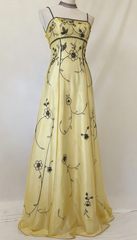 Elegant Spaghetti Straps Imperial Long Prom Dresses Satin Chiffon Beaded Blue Evening Dresses Sleeveless Formal Dresses DP04078