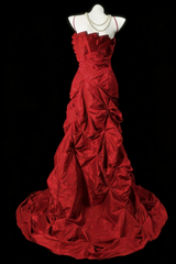 Chic Red Long  Prom Dress Satin Spaghetti Straps Birthday Dress A-Line Sleeveless Evening Dress DP04898