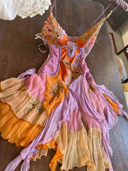 Chic Orange Short Prom Dresses  Beaded Chiffon Sheath Evening Dress Spaghetti Straps Birthday Dress DP04913