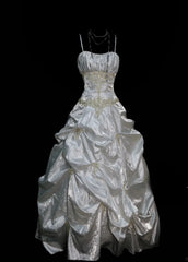 Elegant White Long Prom Dresses Beaded Satin Spaghetti Straps Sheath Evening Dress Sleeveless Birthday Dress DP04924