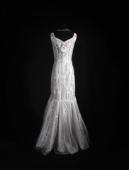 Vintage White Long Prom Dress Straps Mermaid Evening Dress Sequins Beaded Tulle Sleeveless Birthday Dress DP04961