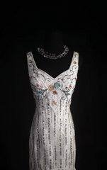 Vintage White Long Prom Dress Straps Mermaid Evening Dress Sequins Beaded Tulle Sleeveless Birthday Dress DP04961
