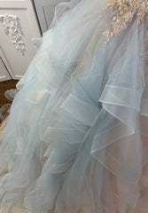 Cute Strapless Long Prom Dress Tulle A-Line Evening Dress Sleeveless Birthday Dress DP05021