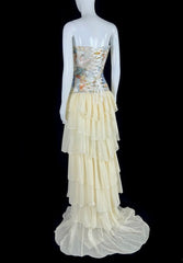 Elegant Two-Piece Yellow Prom Dress Chiffon Sheath Long Evening Dress DP05032