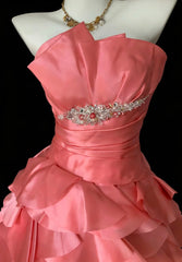 Sweet  Dark Peach Prom Dress Strapless Satin Sheath Long Evening Dress DP05034