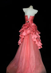 Sweet  Dark Peach Prom Dress Strapless Satin Sheath Long Evening Dress DP05034