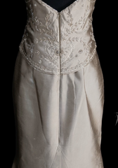 Gorgeous Champagne Prom Dress Sweetheart Sheath Long Evening Dress Satin Beaded Formal Dress DP05049
