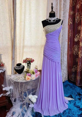 Chic Sheath Purple Prom Dress Chiffon Sleeveless Evening Dress DP05074