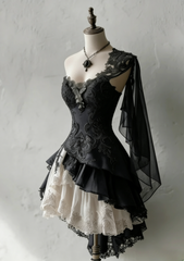 Cute Black Prom Dress One-shoulder A-Line Party Dress Tulle Appliques Short Birthday Dress DP05122