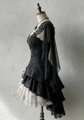 Cute Black Prom Dress One-shoulder A-Line Party Dress Tulle Appliques Short Birthday Dress DP05122