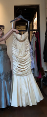 Vintage Gold Prom Dress  Satin Strapless Mermaid Evening Dress DP05133