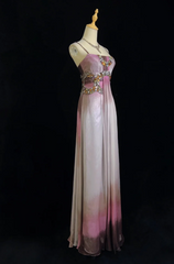 Chic Spaghetti Straps Prom Dress Beaded Tulle Sheath Sleeveless Evening Dress DP05149