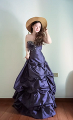 Elegant Purple Prom Dress Strapless Evening Dress A-Line Birthday Dress DP05162