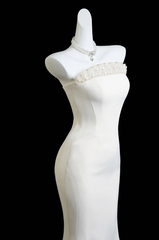 Elegant White Prom Dress Satin Evening Dress Mermaid Birthday Dress DP05170