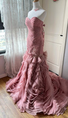 Chic Pink Prom Dress Tulle Sweetheart Evening Dress Sheath Birthday Dress DP05192