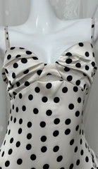 Chic Polka Dot Prom Dress Satin Spaghetti Straps Evening Dress Sheath Birthday Dress DP05200