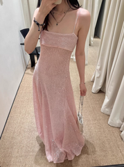 Chic Pink Prom Dress Tulle Sheath Spaghetti Straps Evening Dress Sleeveless Birthday Dress DP05223