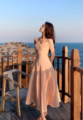 Chic Orange Prom Dress Satin A-Line Spaghetti Straps Evening Dress Sleeveless Birthday Dress DP05224