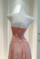 Classy Pink Prom Dress Beaded Spaghetti Straps Sheath Evening Dress Sleeveless Birthday Dress DP05237