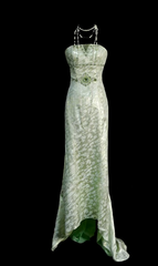Chic Green Prom Dress Satin Strapless Sheath Evening Dress Sleeveless Birthday Dress DP05243