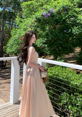 Chic Apricot Prom Dress Straps A-Line Long Evening Dress DP05268
