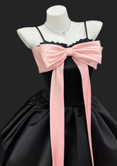 Sexy Black Prom Dress Spaghetti Straps Satin A-Line Short Party Dress DP05278