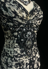 Elegant Leopard print Prom Dress V-neck Chiffon Sheath  Long Evening Dress DP05281