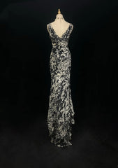 Elegant Leopard print Prom Dress V-neck Chiffon Sheath  Long Evening Dress DP05281