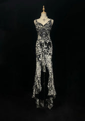 Elegant Leopard print Prom Dress V-neck Chiffon Sheath  Long Evening Dress DP05281