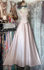 Chic Straps A-Line Long Evening Dress Satin Soft Pink Prom Dress DP05292