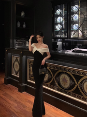 Elegant Glamour Mermaid Off The Shoulder Black Prom Gowns Party Dress Classy Gowns Evening Dresses DP1462