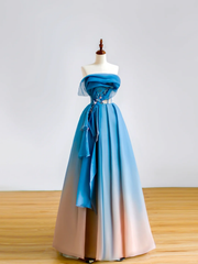 Elegant Glamour Ball Gown Strapless Blue Prom Dress Party Dress Evening Dresses DP1525
