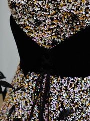 Elegant Glamour Ball Gown Strapless Black Sequin Long Prom Dresses Party Dress Evening Dress DP1578