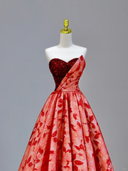 Elegant Glamour Ball Gown Sweetheart Tulle Red Floral 21st Birthday Dresses Evening Gown Birthday Outfits Evening Dress For Women DP1588