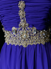 Elegant Glamour A Line Royal Blue Chiffon Long Prom Dress Party Dress Evening Dresses DP1686