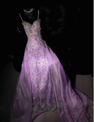 Gorgeous Mermaid Sweetheart Lilac Slit Sequin Long Prom Dress Party Dress Graduation Dresses With Cape DP1984