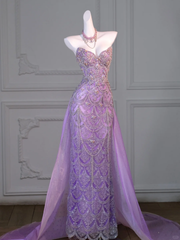 Gorgeous Mermaid Sweetheart Lilac Slit Sequin Long Prom Dress Party Dress Graduation Dresses With Cape DP1984