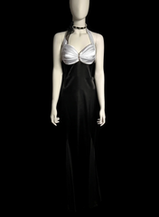 Vintage Mermaid Halter Black Satin Long Evening Party Gowns Evening Formal Dresses Prom Dress DP2032