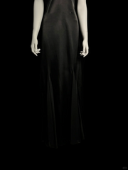 Vintage Mermaid Halter Black Satin Long Evening Party Gowns Evening Formal Dresses Prom Dress DP2032