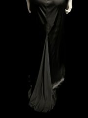 Vintage Mermaid Halter Black Satin Long Evening Party Gowns Evening Formal Dresses Prom Dress DP2032